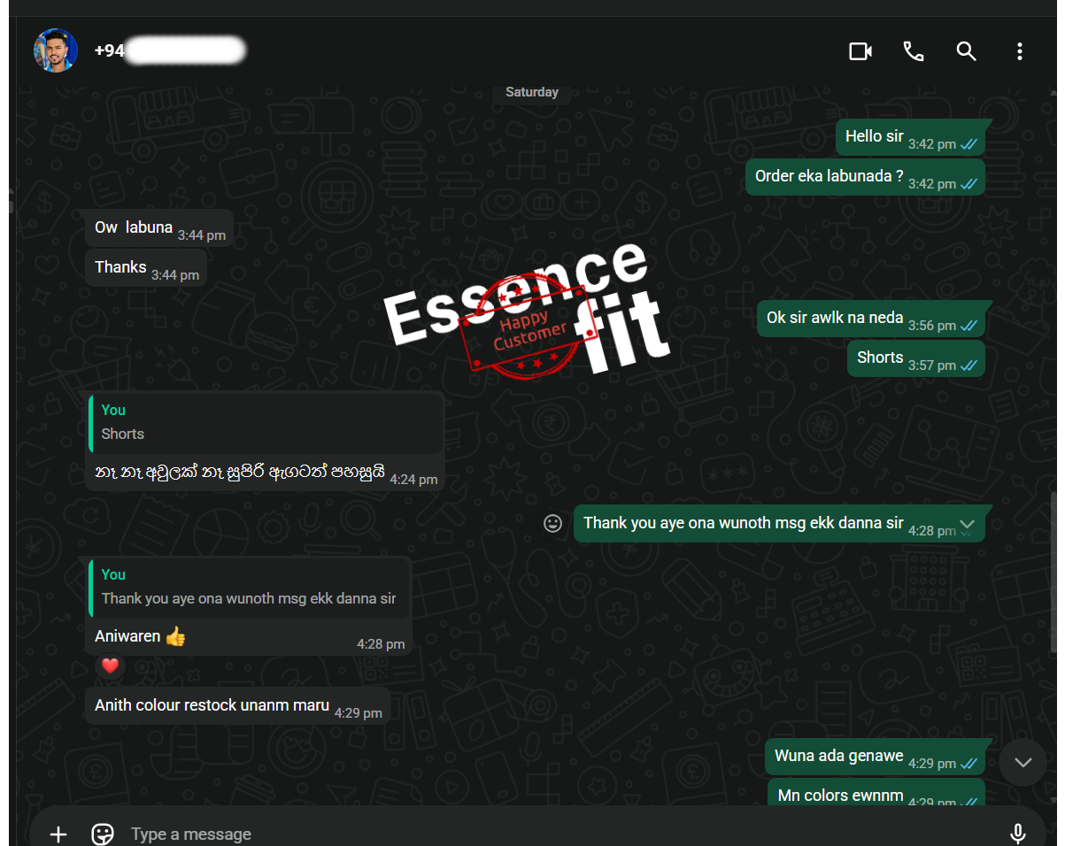 Customer feedback screenshot
