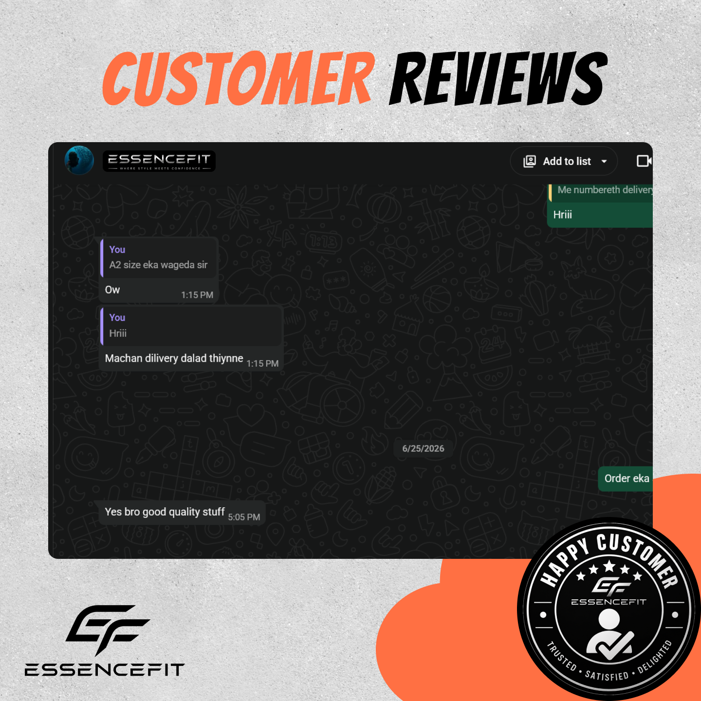 Customer feedback screenshot