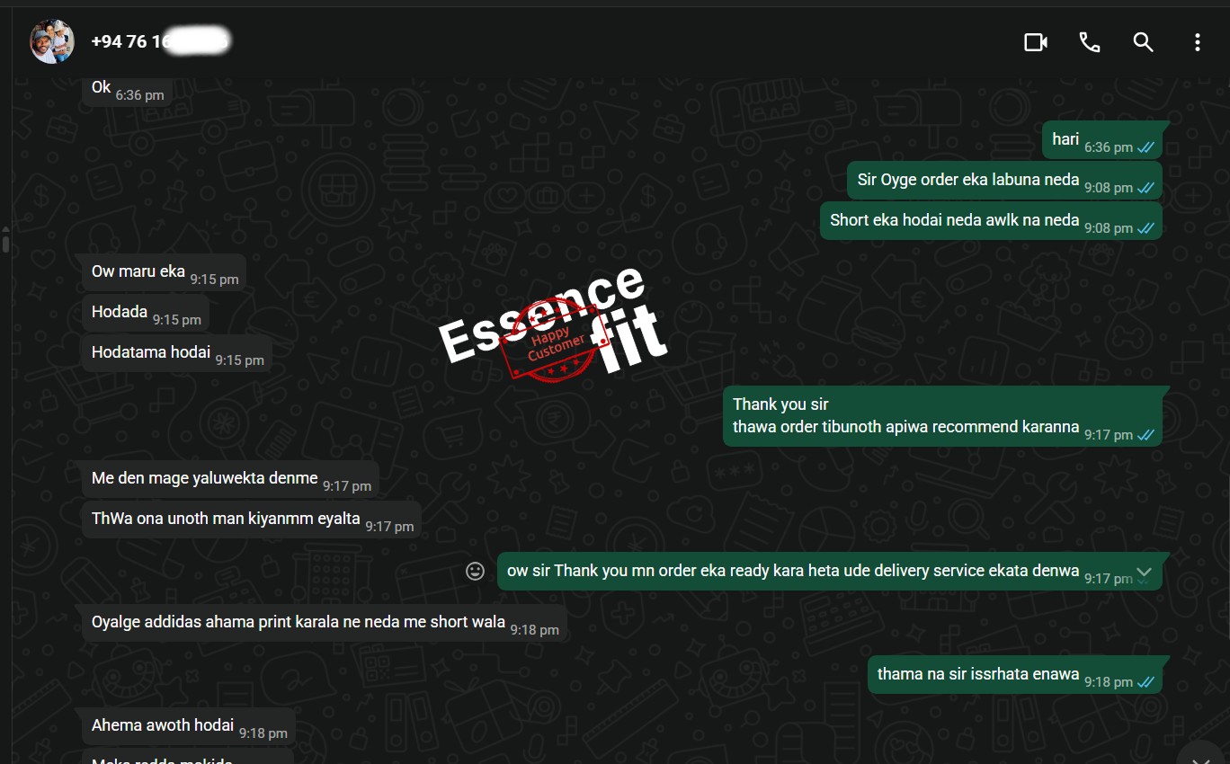 Customer feedback screenshot
